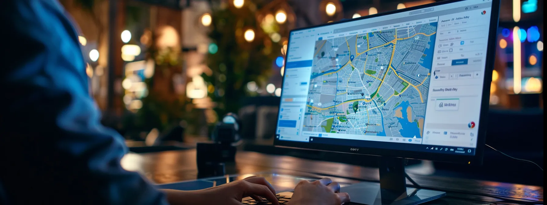 a person carefully entering accurate business information into a google my business profile on a computer screen.