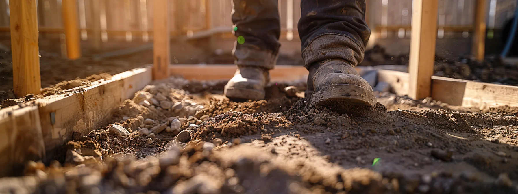 a person constructing a strong, sturdy foundation for a house with high-quality materials and precise measurements.