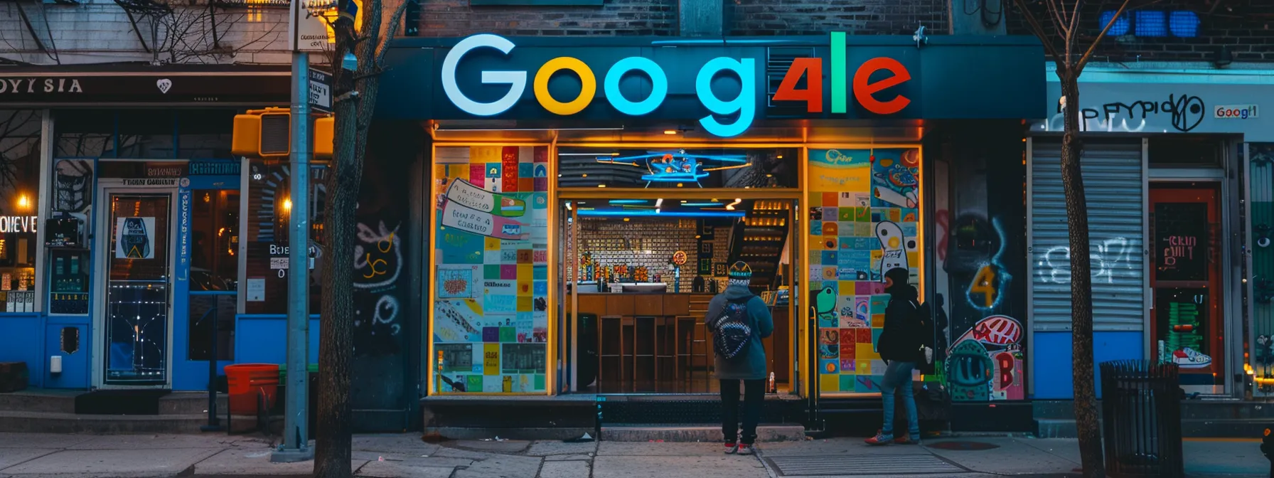 a vibrant storefront with a prominent google my business decal, showcasing the importance of gmb for local seo.