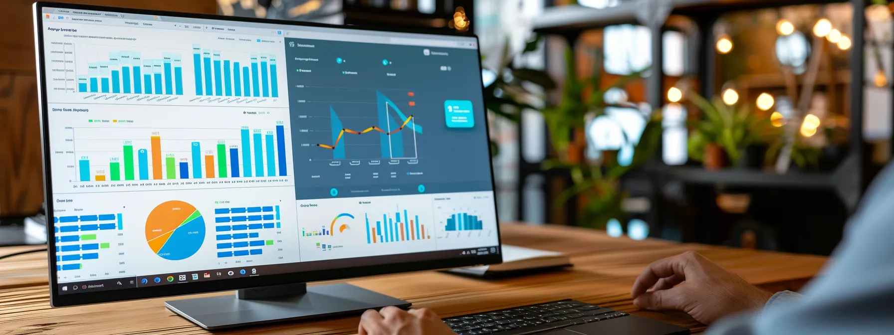 a person analyzing a dynamic and interactive seo analytics dashboard, confidently making real-time marketing decisions to drive business success.