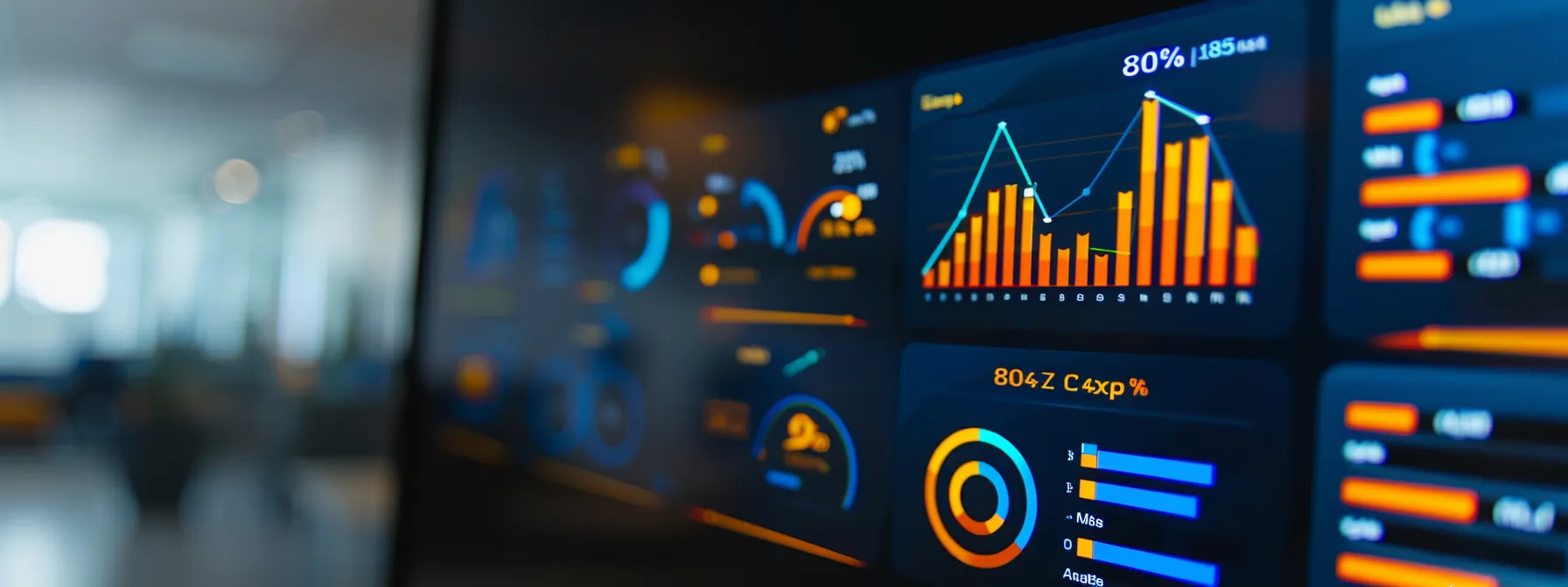 a sleek, digital dashboard displaying intricate graphs and charts, highlighting key metrics for lead generation and customer lifetime value in marketing.