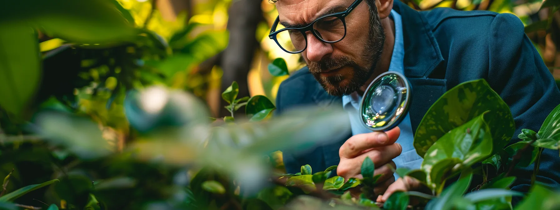 a real estate investor carefully selecting high-quality backlinks amidst a lush green garden, symbolizing organic link earning for effective seo strategies.