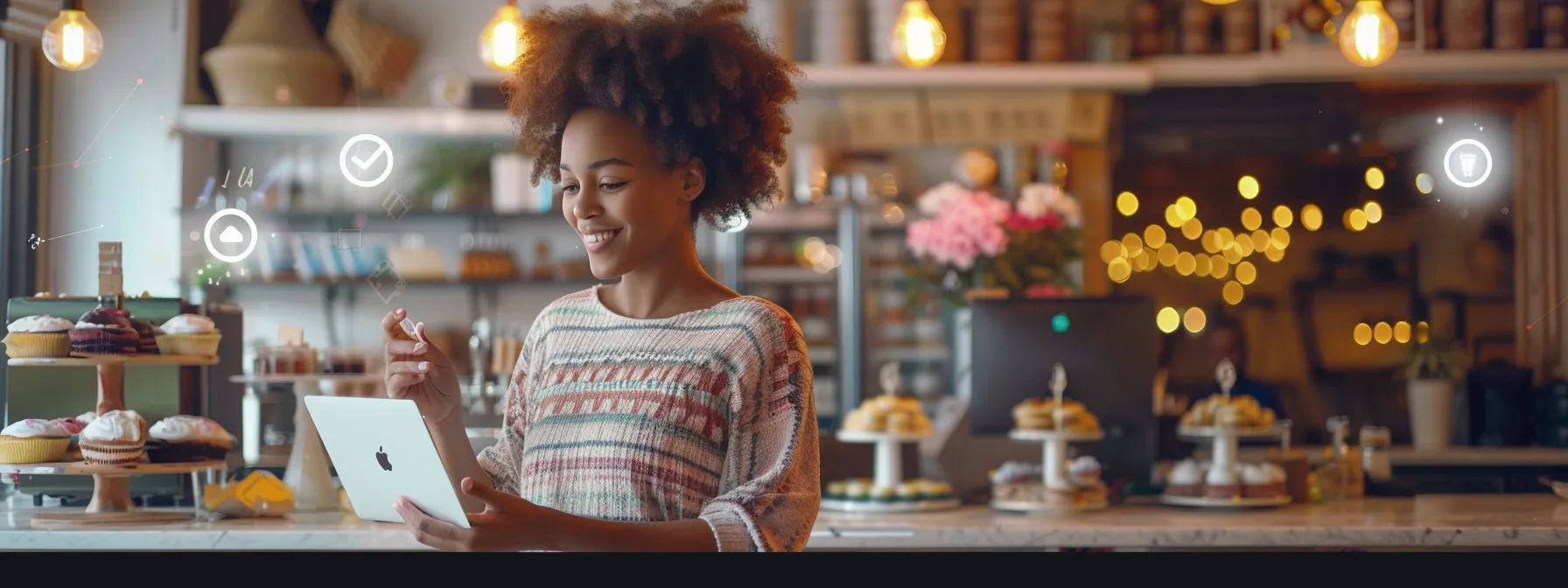 a small business owner updating their business listings on various online platforms to improve local seo visibility in 2023.