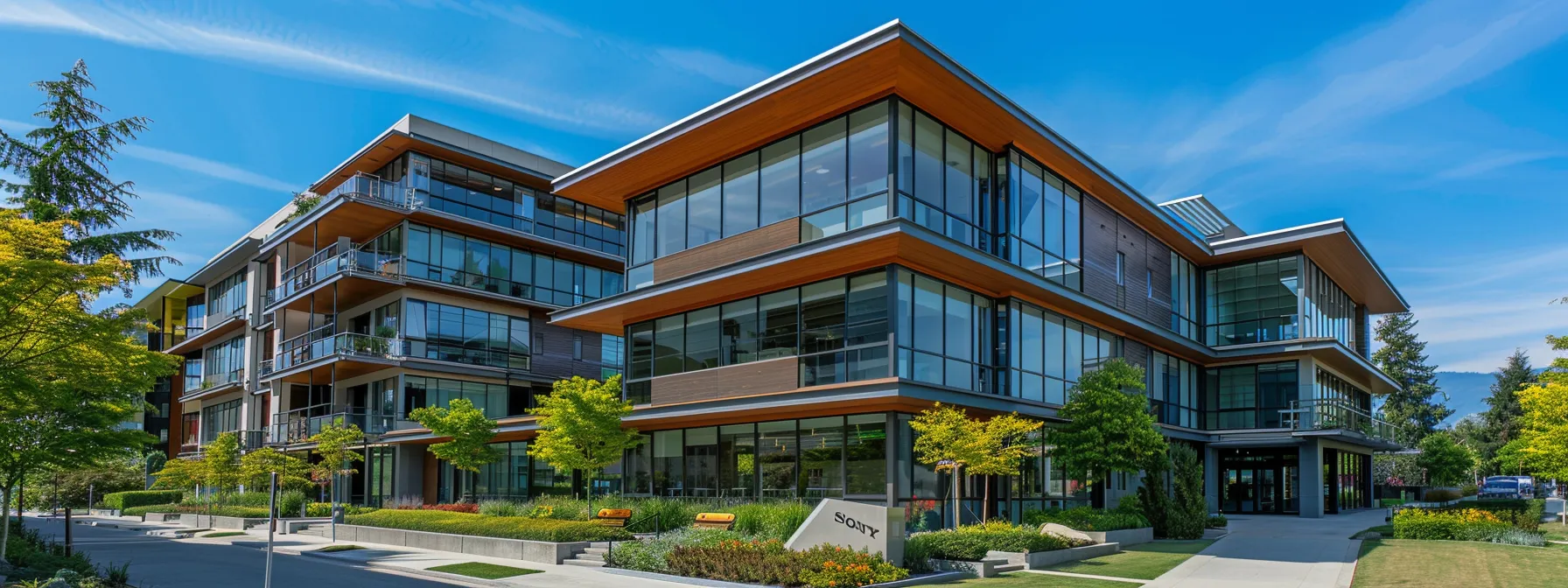 a sleek modern apartment building with well-maintained landscaping and bustling commercial spaces to maximize returns on real estate investments.