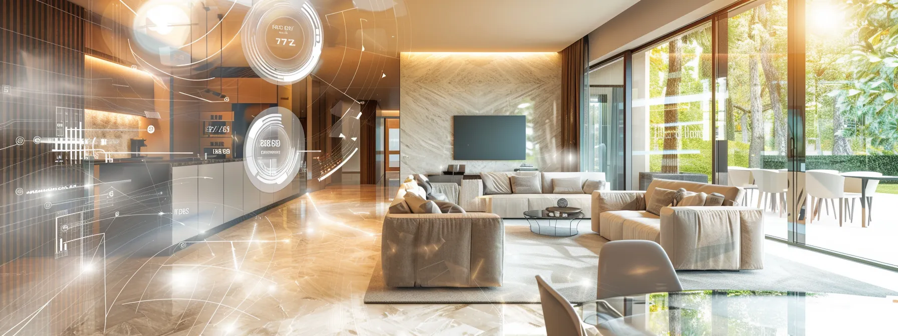 a stunning, high-quality photograph capturing a luxurious property with detailed infographics and a virtual reality headset, showcasing the cutting-edge tools used in real estate content marketing.