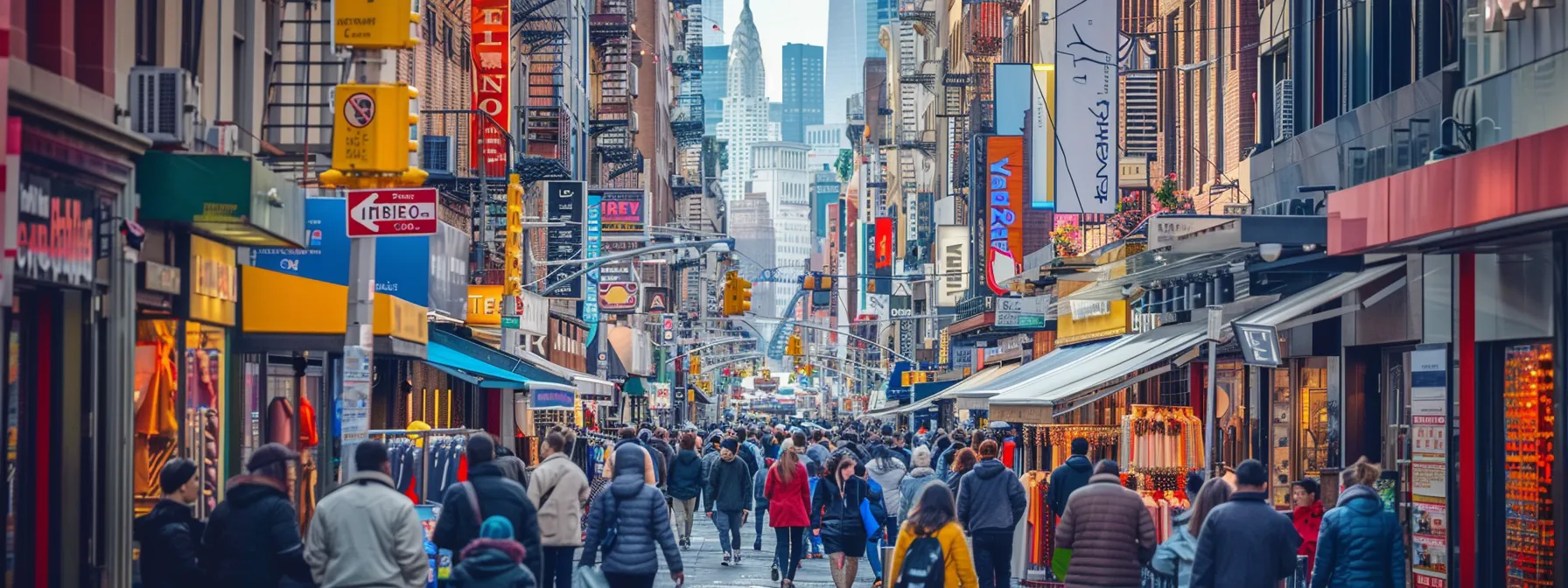 a bustling city street with vibrant storefronts and businesses, showcasing the importance of local seo and its impact on attracting customers.