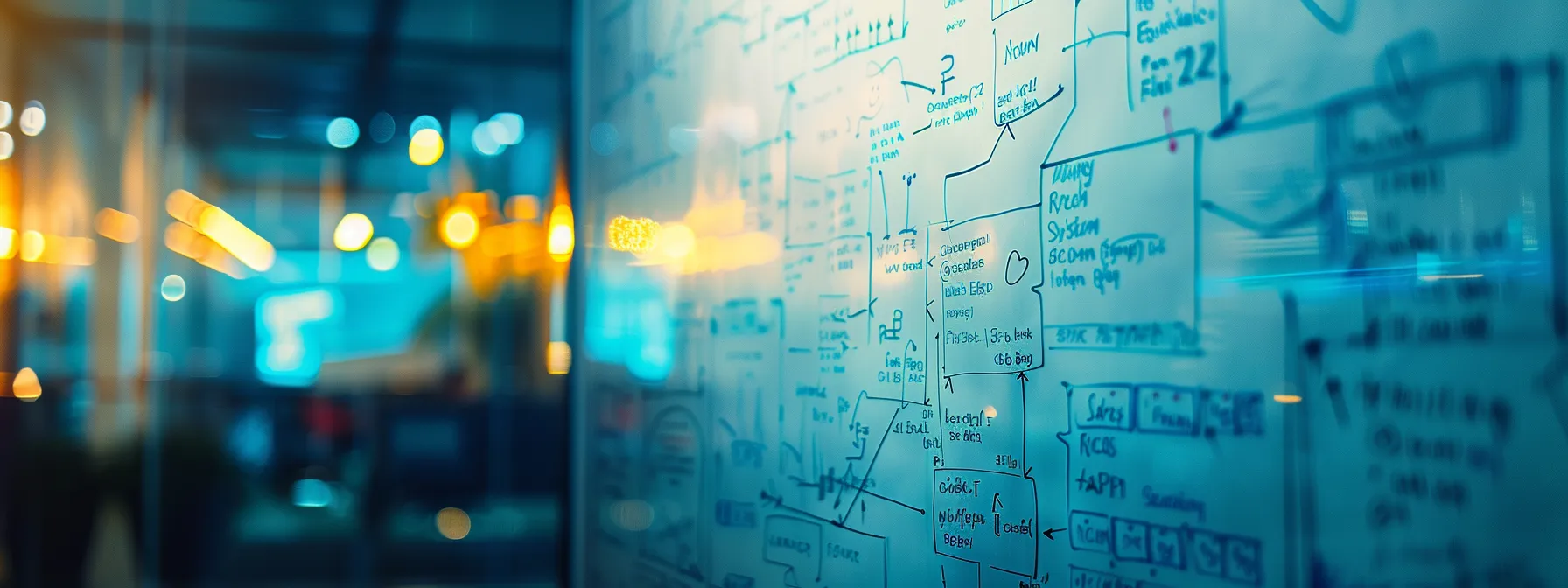 a detailed keyword map displayed on a whiteboard with separate sections for each content topic to prevent keyword cannibalization in future content.