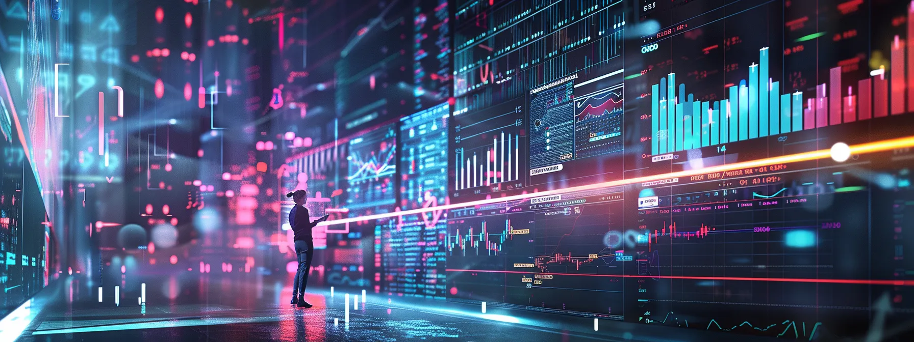 a person analyzing colorful graphs and charts on a computer screen to gain seo insights.