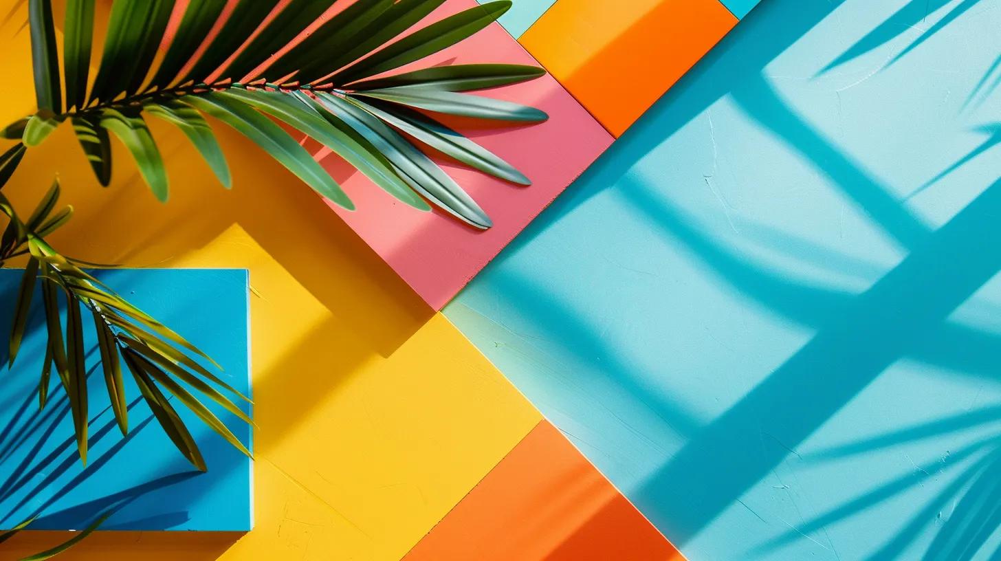 a striking flat lay of vibrant color swatches against a sleek, modern backdrop, embodying the harmonious blend of sophistication and optimism in real estate branding.