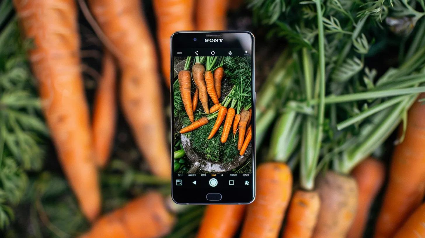 a vibrant smartphone displaying a well-optimized website, surrounded by lush carrots, symbolizes the importance of mobile seo in enhancing user experience and engagement.