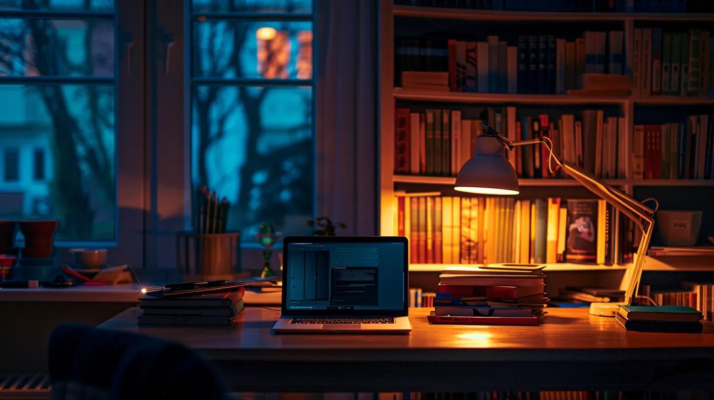 a vibrant study scene illuminated by warm natural light, featuring an open laptop displaying real estate course materials alongside a stack of insightful books, symbolizing the journey of continuous learning for success in real estate market analysis.