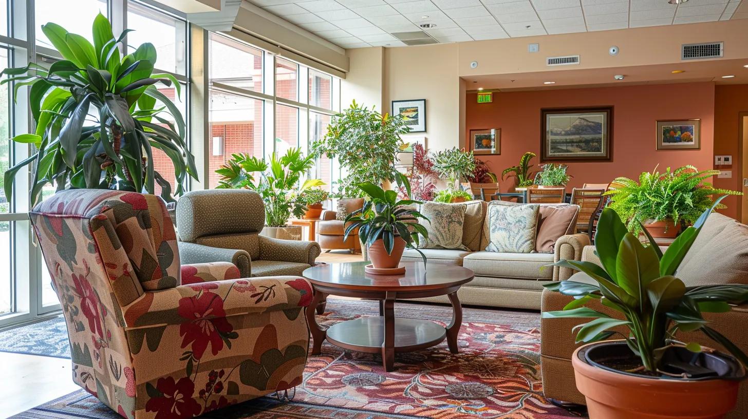 a warm and inviting communal space, adorned with vibrant potted plants and cozy seating, captures residents engaging happily, reflecting the essence of strong and positive relationships within a thriving rental community.