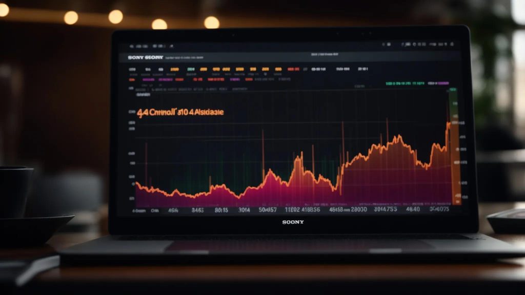 a vibrant, close-up view of a sleek laptop screen displaying a dynamic graph of backlinks against a backdrop of a soft-focus workspace, illuminated by warm natural light.