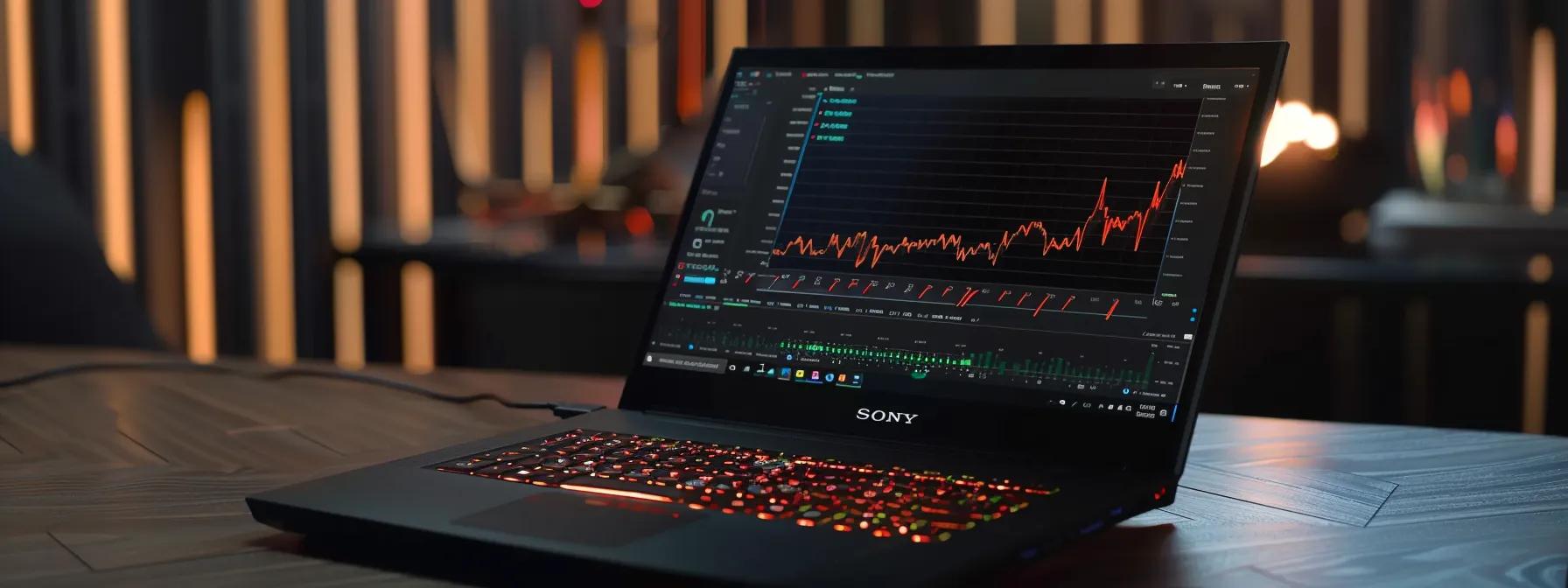 a captivating close-up of a sleek, modern laptop displaying intricate graphs and code on the screen, illuminated by soft ambient lighting, symbolizing the efficiency and clarity of technical seo in enhancing website performance.