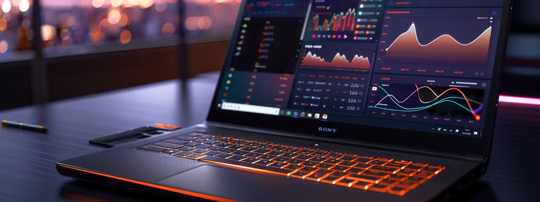 a close-up of a sleek laptop screen displaying vibrant graphs and analytics dashboards, illuminated by soft natural light, symbolizing the meticulous preparation for a technical seo audit.