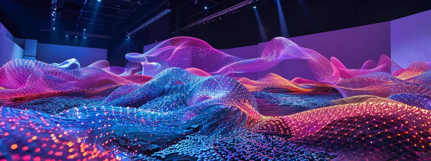 a futuristic digital landscape showcasing interconnected algorithms visualized as vibrant, swirling data streams, symbolizing the evolution of seo with an emphasis on user experience and content relevance.