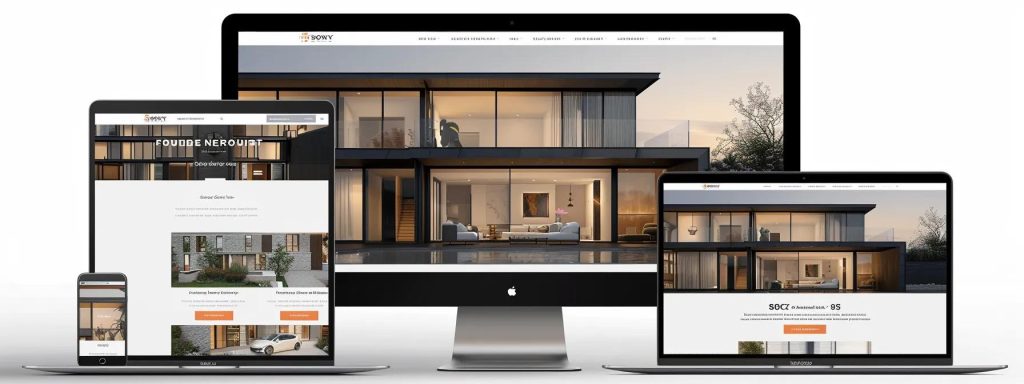 a sleek, modern real estate website interface prominently displaying stunning property images and easily navigable url structures against a clean, minimalist background.