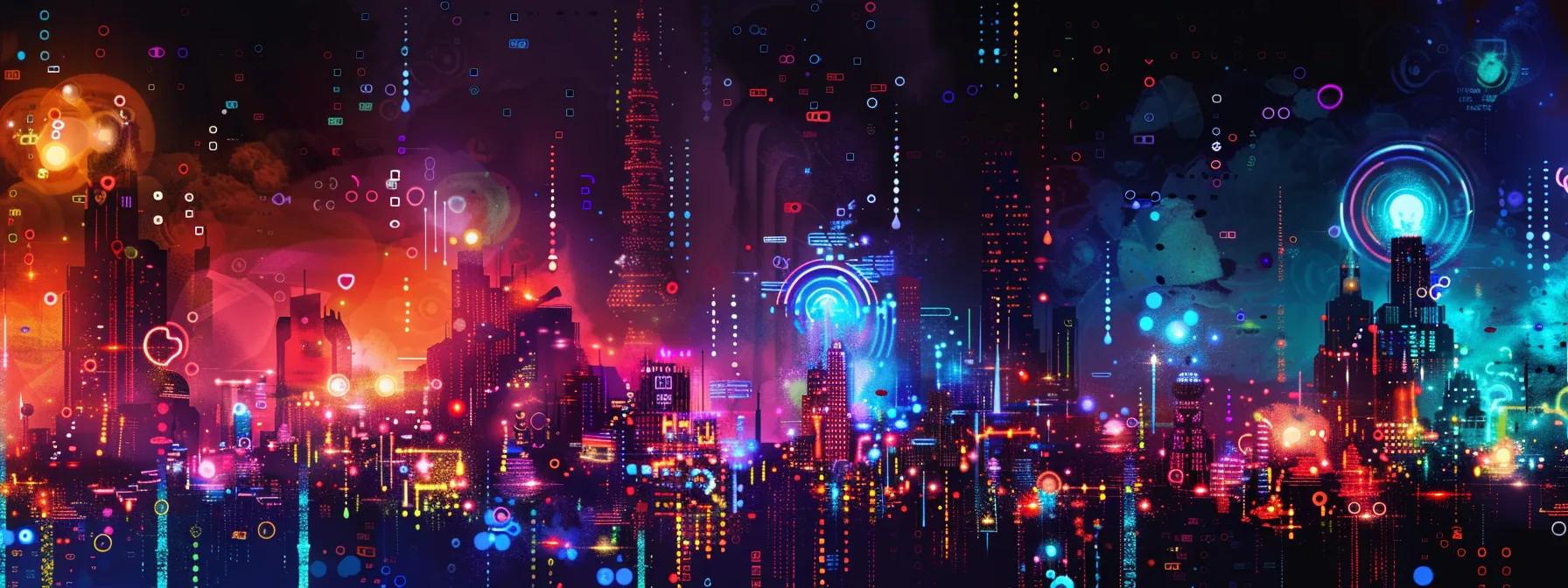 a vibrant and dynamic digital landscape showcasing a futuristic city skyline illuminated by glowing mobile devices, symbolizing the evolution of google mobile first indexing and the importance of user engagement in a technology-driven world.