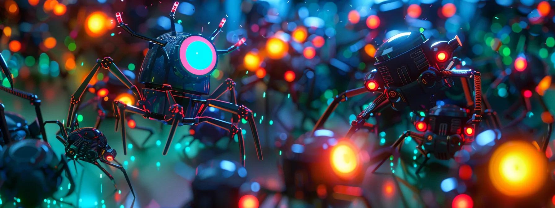 a visually striking, digitally rendered scene of a neatly structured robots.txt file displayed on a sleek computer screen, illuminated with vibrant light, surrounded by abstract representations of search engine spiders and sitemap icons, symbolizing effective seo optimization.