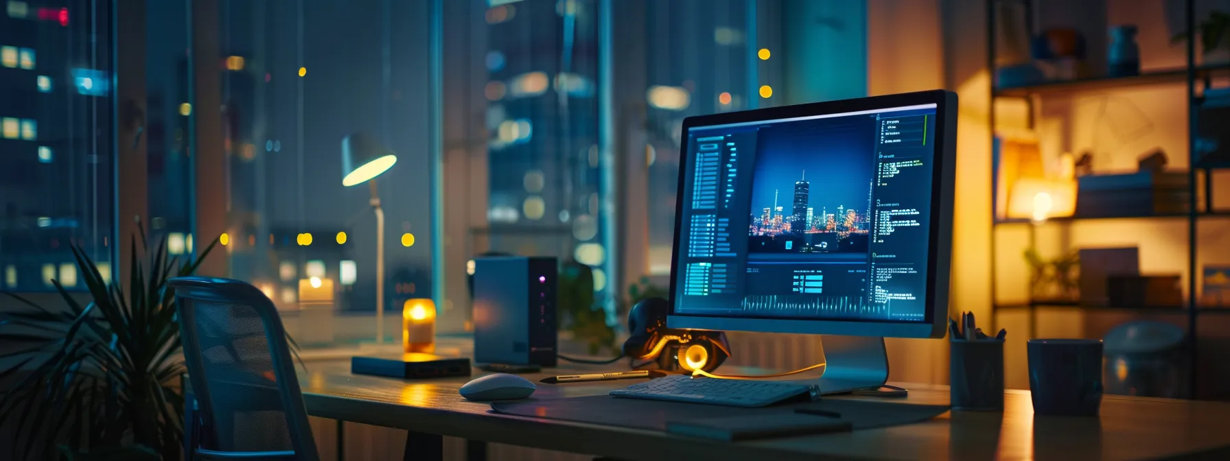 a sleek, modern digital workspace showcases a glowing computer screen displaying a well-designed website template, symbolizing the importance of choosing a reliable hosting provider for a strong online presence.