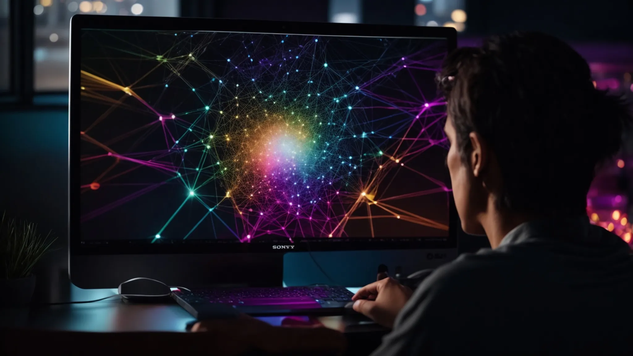 a person analyzing a web of colorful, interconnected links on a computer screen, symbolizing the benefits of using rei seo link analysis tools for website optimization. a person analyzing a web of colorful, interconnected links on a computer screen, symbolizing the benefits of using rei seo link analysis tools for website optimization.