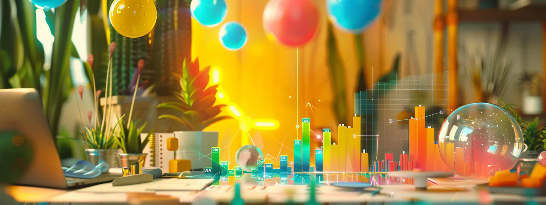 a person analyzing a colorful graph chart with various seo metrics and kpis, surrounded by data analysis tools and a laptop. a person analyzing a colorful graph chart with various seo metrics and kpis, surrounded by data analysis tools and a laptop.