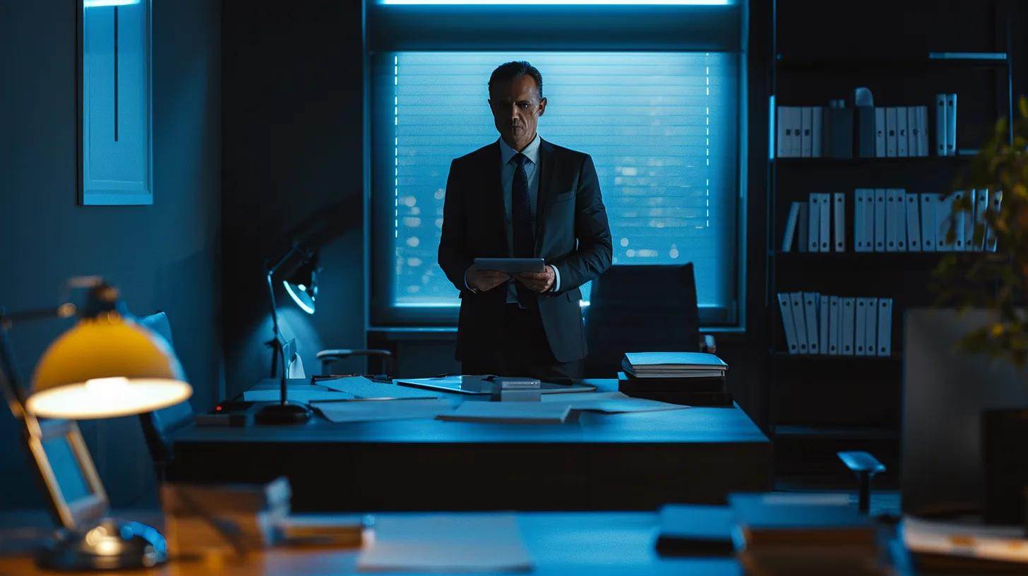 a focused landlord stands confidently in a modern office, surrounded by documents and a digital tablet, illuminated by soft natural light, symbolizing proactive engagement with legal regulations in property management. a focused landlord stands confidently in a modern office, surrounded by documents and a digital tablet, illuminated by soft natural light, symbolizing proactive engagement with legal regulations in property management.