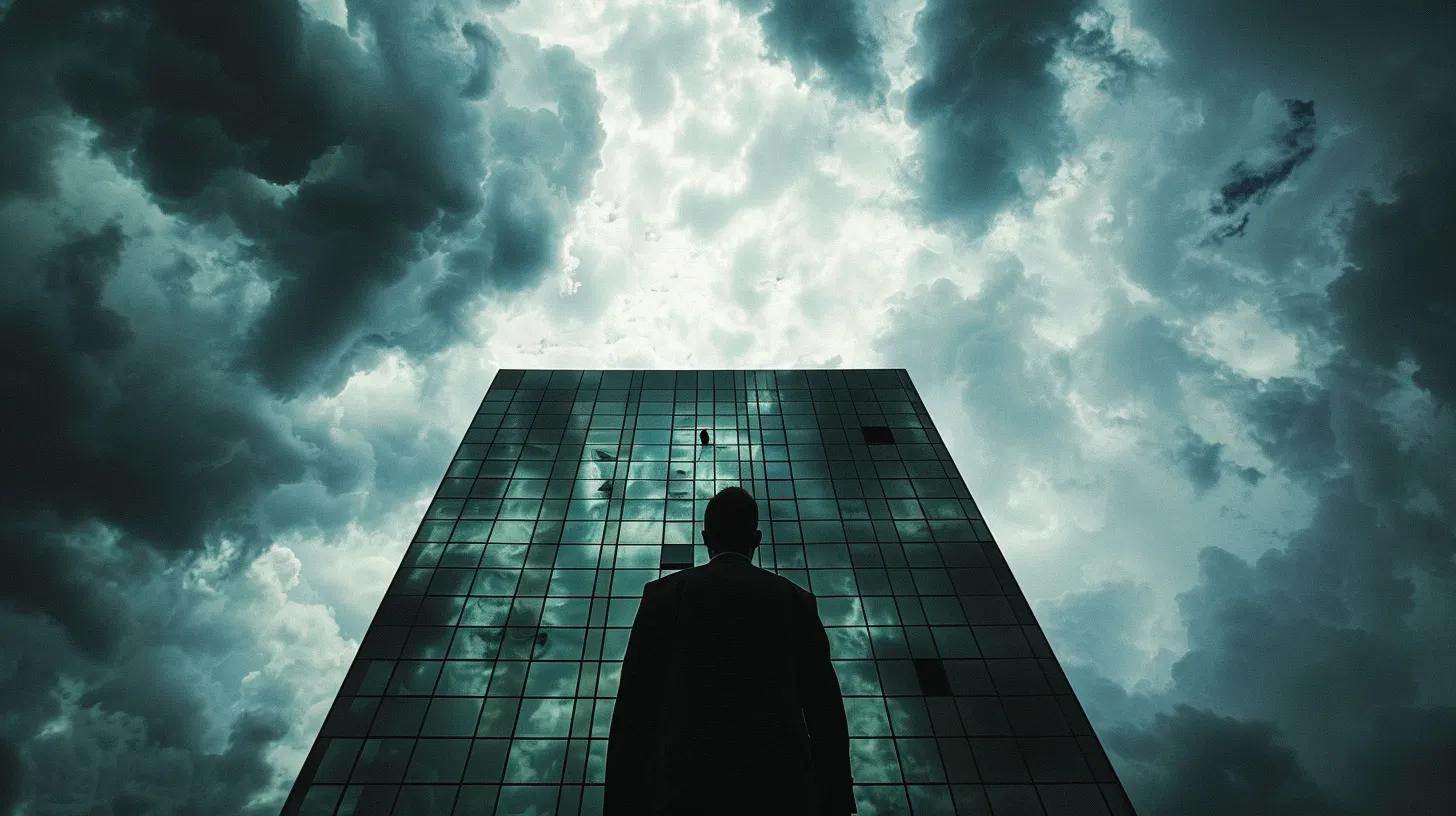 a striking visual of a shadowy figure standing before a towering tax office building, juxtaposed with ominous storm clouds overhead, symbolizing the looming consequences of failing to report rental income. a striking visual of a shadowy figure standing before a towering tax office building, juxtaposed with ominous storm clouds overhead, symbolizing the looming consequences of failing to report rental income.