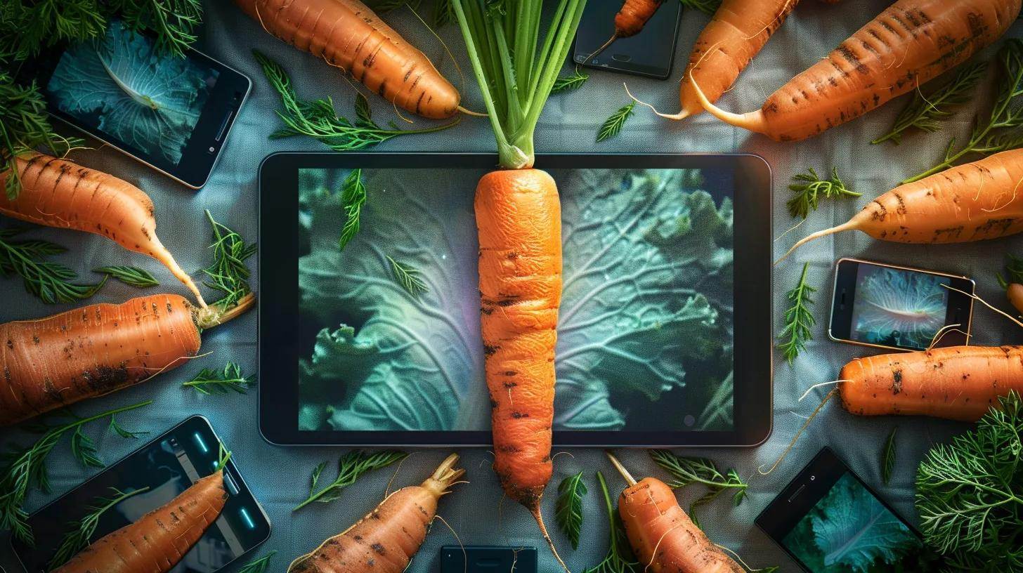 a visually stunning close-up of a vibrant carrot surrounded by various digital devices displaying an elegantly responsive website design, symbolizing seamless mobile optimization. a visually stunning close-up of a vibrant carrot surrounded by various digital devices displaying an elegantly responsive website design, symbolizing seamless mobile optimization.