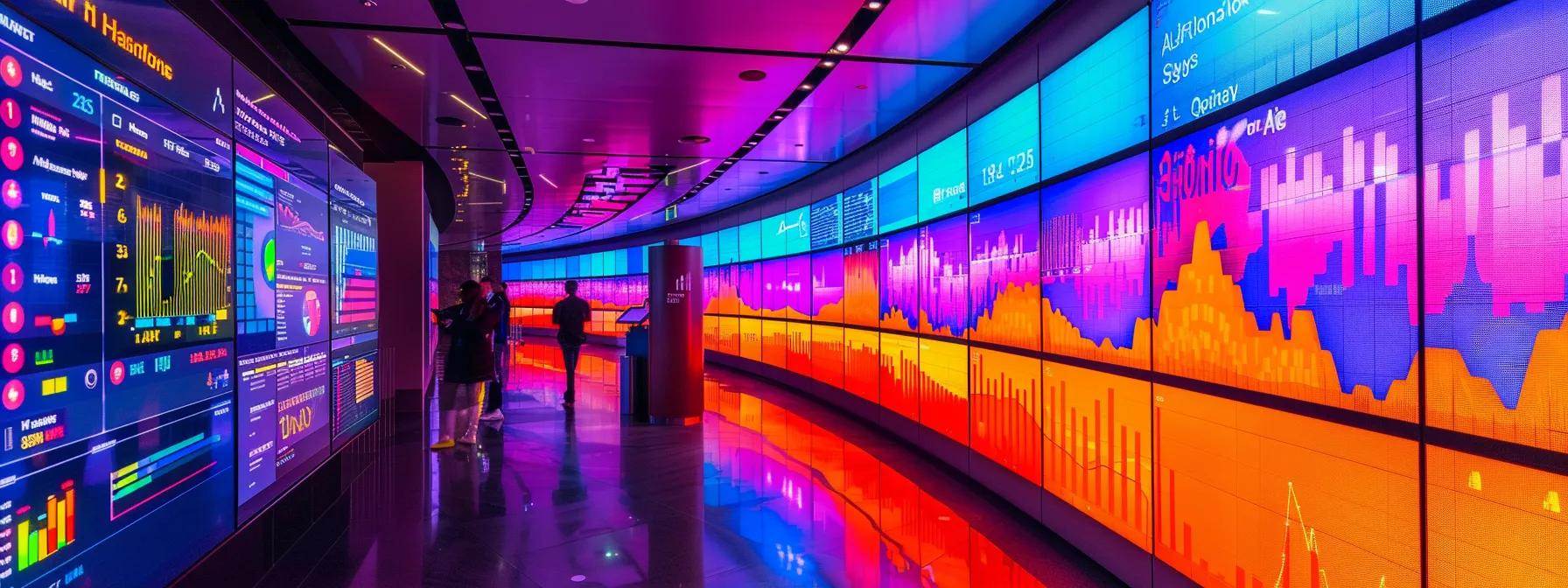 a dynamic web dashboard displays colorful graphs and trends analyzing 404 error data, illuminated by a modern, tech-savvy atmosphere that conveys a sense of continuous improvement and user engagement.