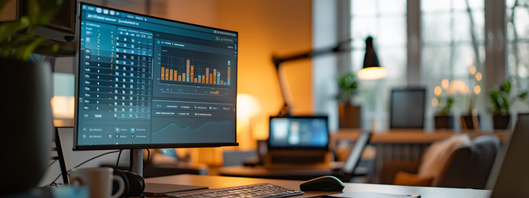a sleek, modern website interface is displayed on a high-resolution screen, showcasing rapid loading mortgage details and listings, symbolizing advanced technology and optimized site speed with vibrant graphics and smooth animations.
