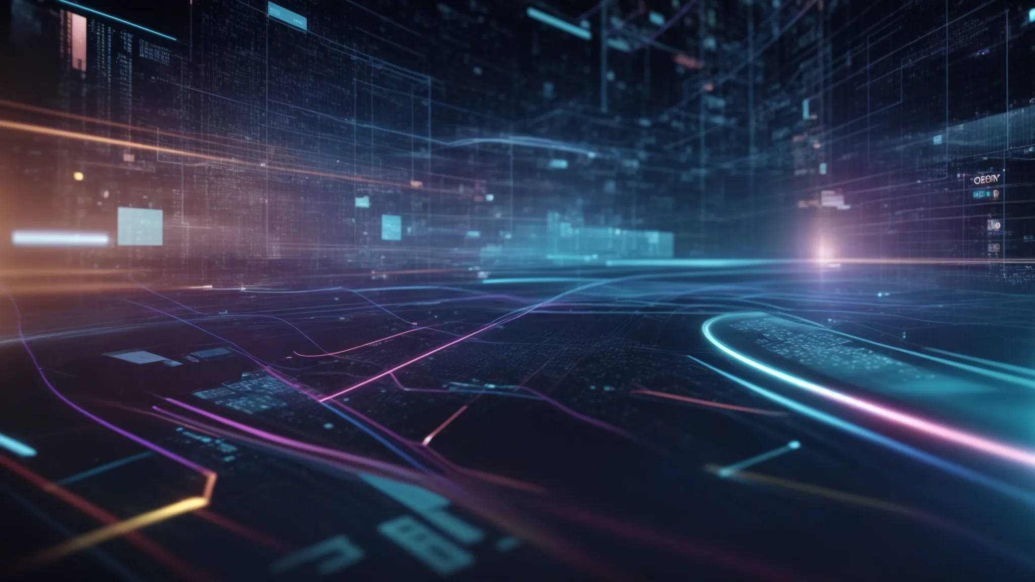 a captivating close-up of a digital workspace adorned with interconnected web diagrams and vibrant flowcharts, illustrating essential seo internal linking strategies for success, all bathed in soft, natural light.
