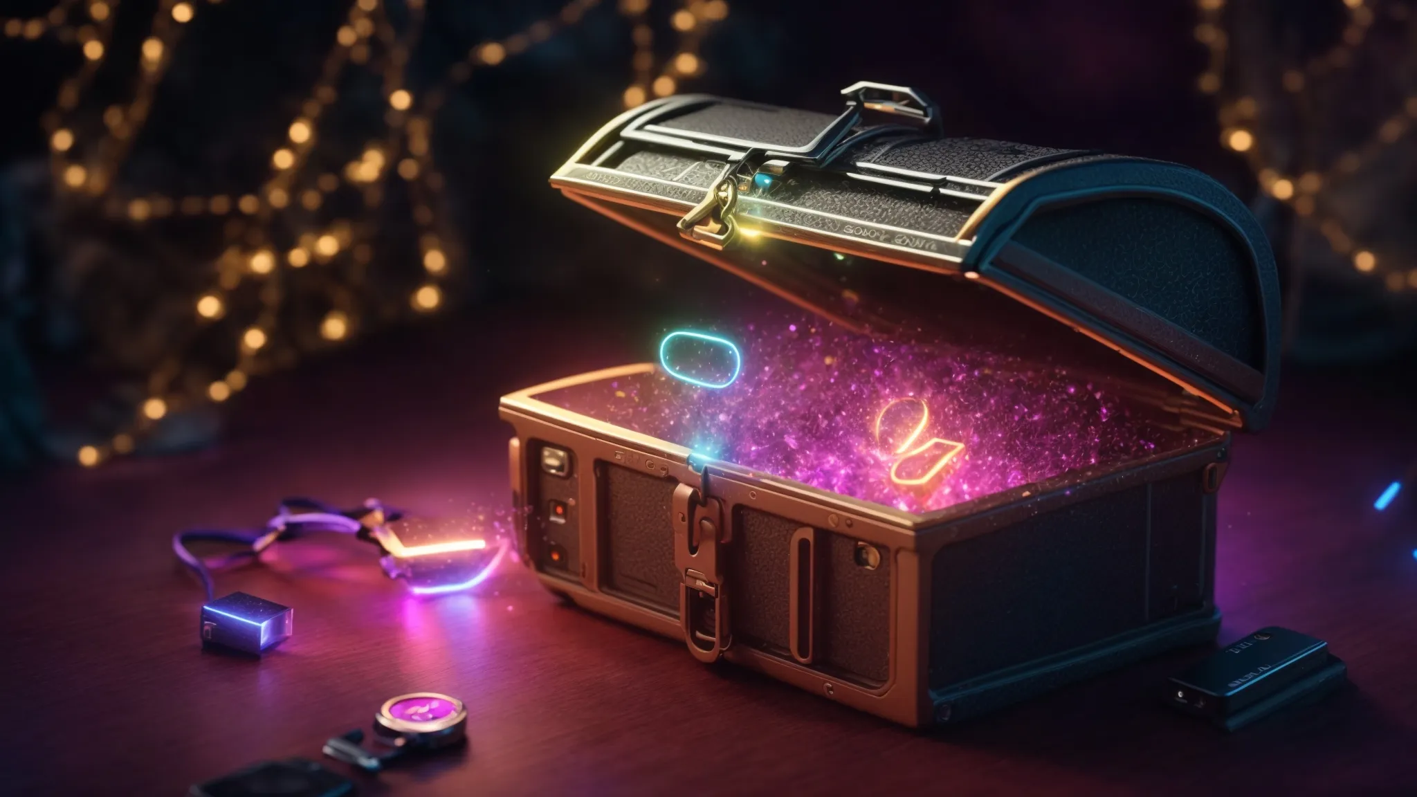 a vibrant digital landscape featuring a glowing key unlocking a treasure chest filled with keywords, symbolizing the power of high intent keywords to unlock tremendous roi in seo.