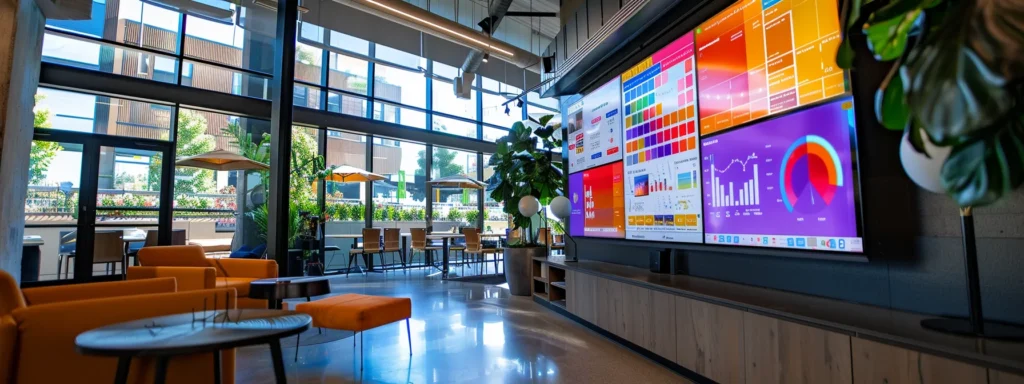 a vibrant office workspace displays a large screen showcasing colorful heatmaps analyzing user behavior on a realtor website, highlighting areas of interest and engagement.