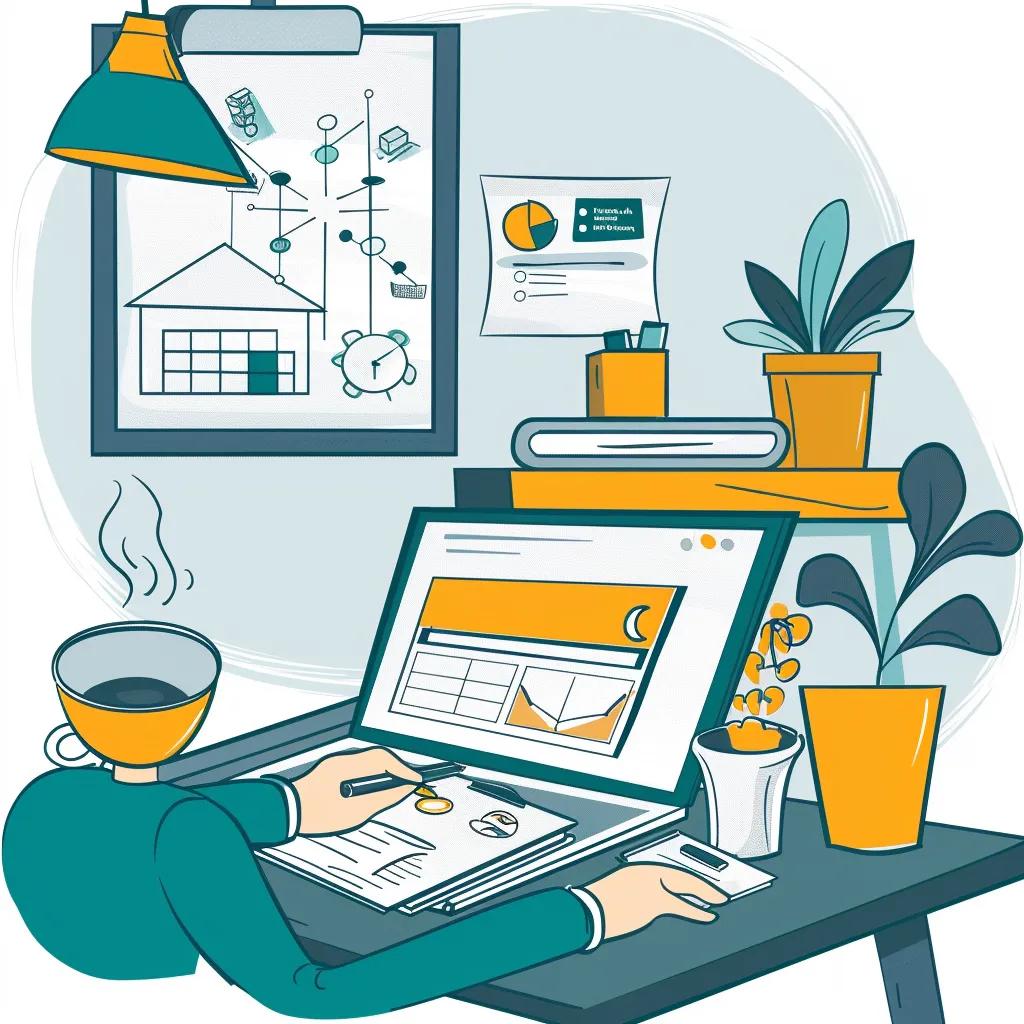 Person analyzing SEO strategies for real estate in a cozy home office